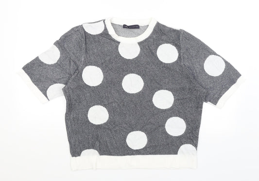 M&S Womens Blue Polka Dot  Pullover Jumper Size 18