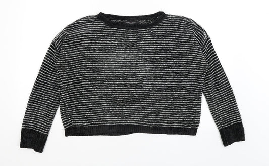Romeo & Juliet Couture Womens Black Striped  Pullover Jumper Size S