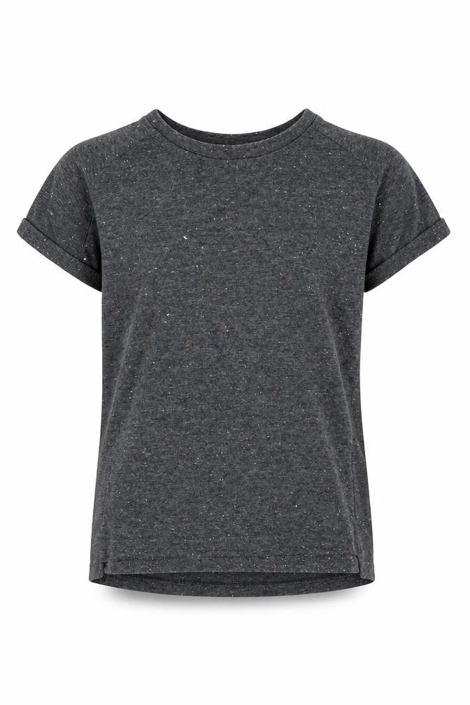 Front view of Young Dimension girls’ grey basic t-shirt, size 7-8, years