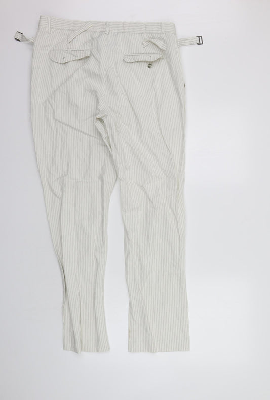 deniem co Womens White Striped  Trousers  Size 33 in L29 in