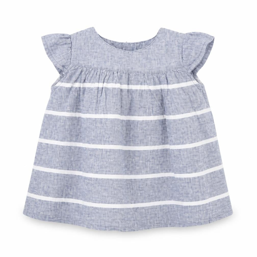Front view of Batela girls’ blue striped basic blouse, size 2, years