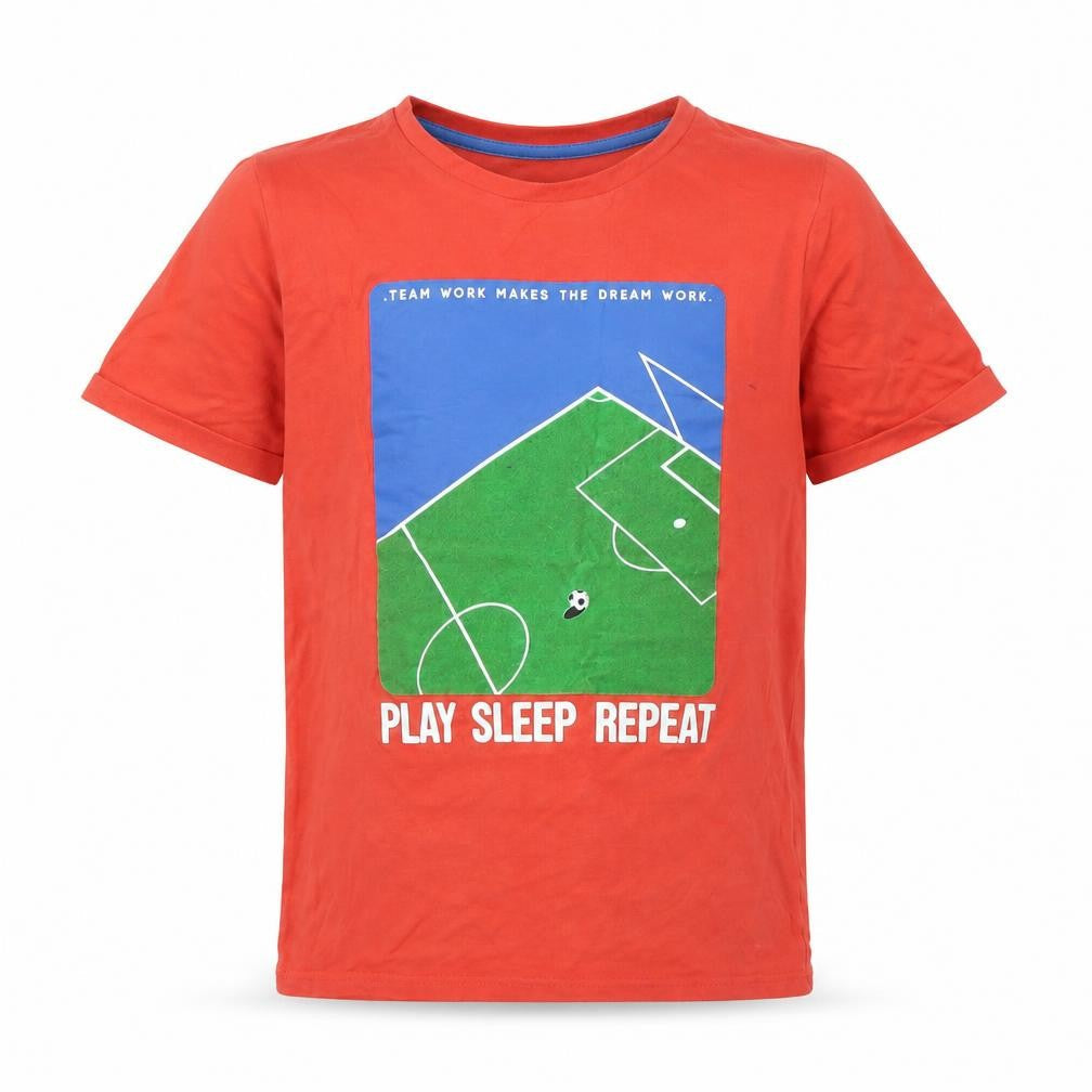 Marks & Spencer Boys Red   Basic T-Shirt Size 12 Years  - Football