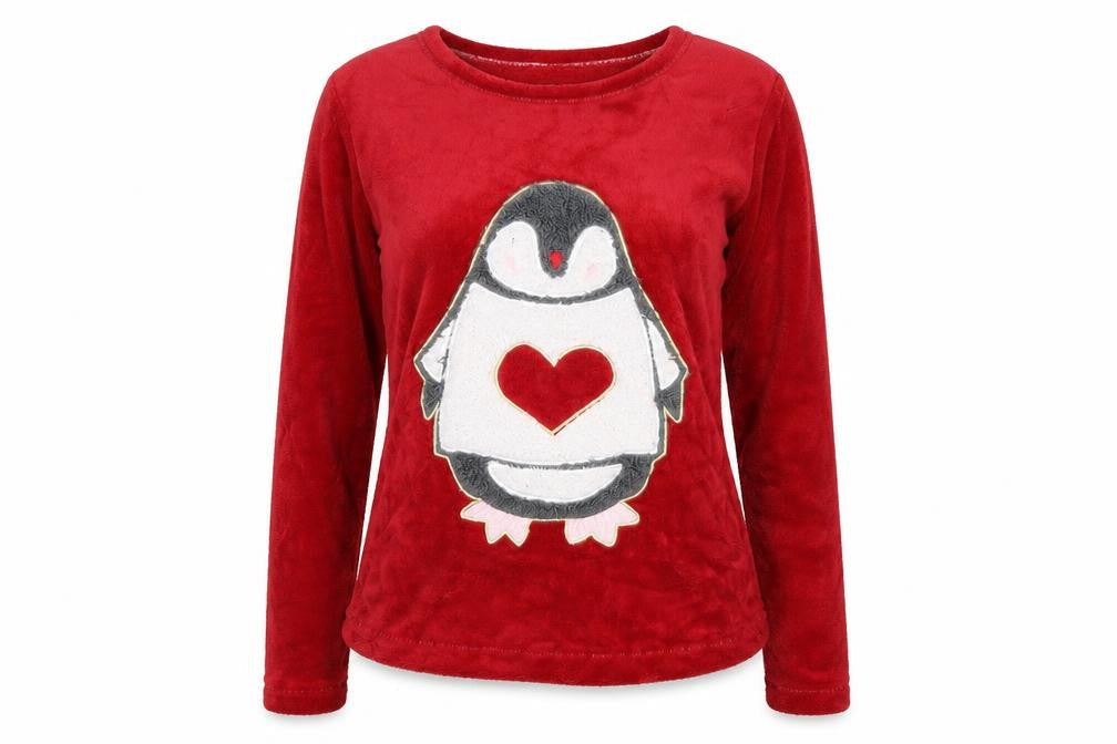 Front view of Time To Dream women’s red solid cami pyjama top, size S, - penguin