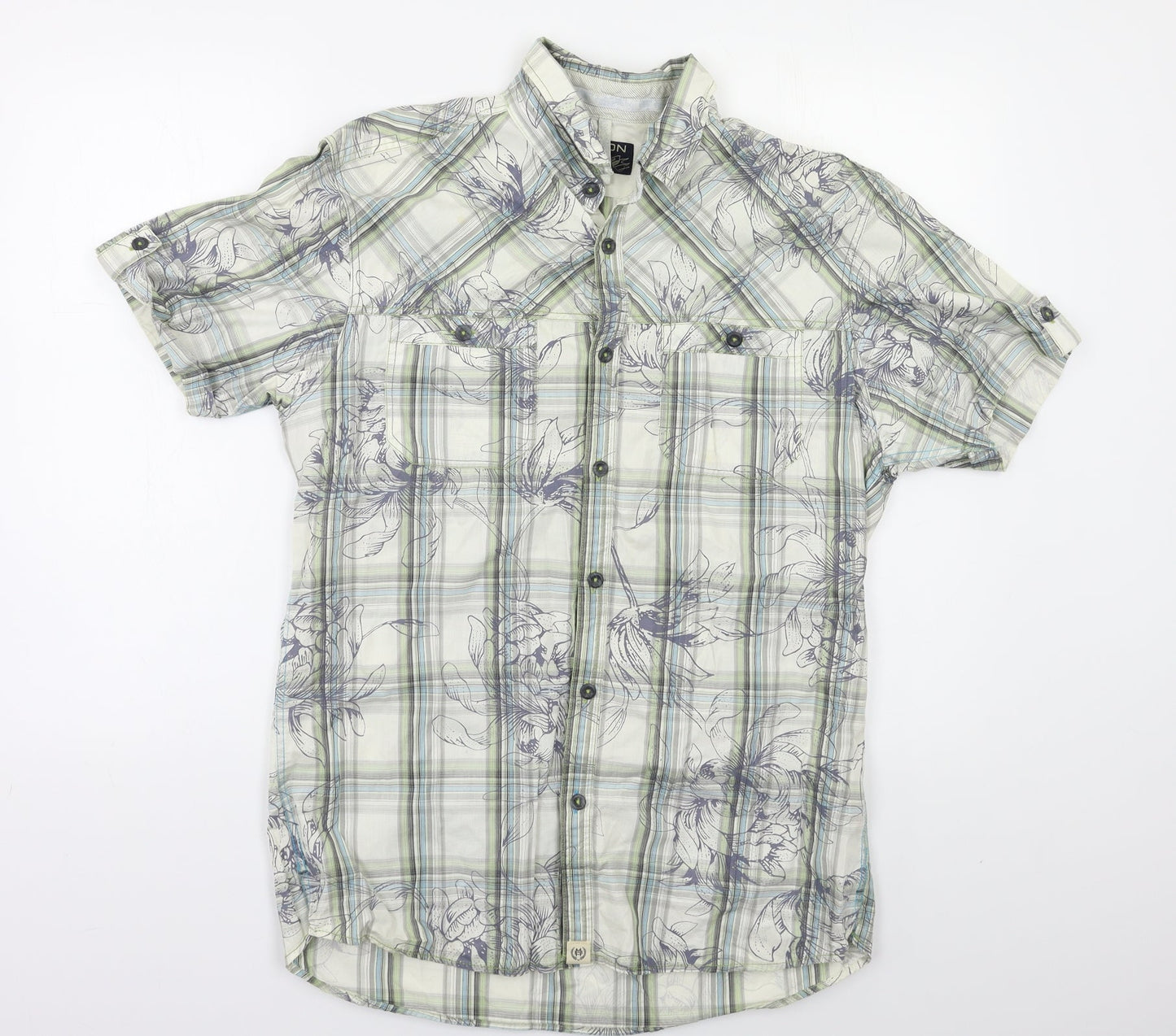Buirton Mens Green Check   Button-Up Size M