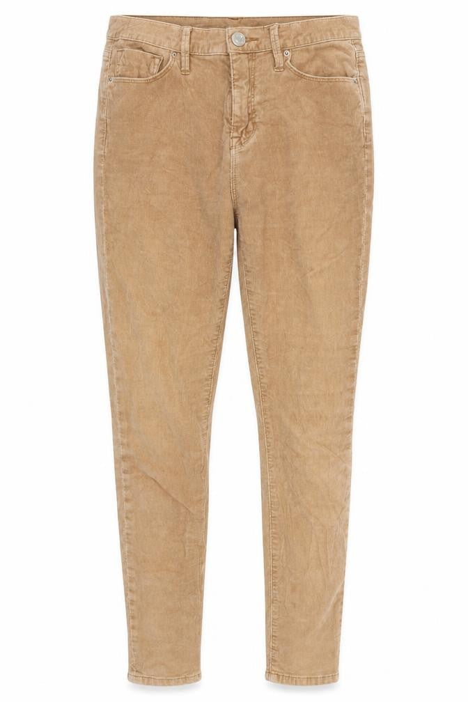 Front view of BDG women’s pink corduroy skinny jeans, size UK 8, 28-inch leg