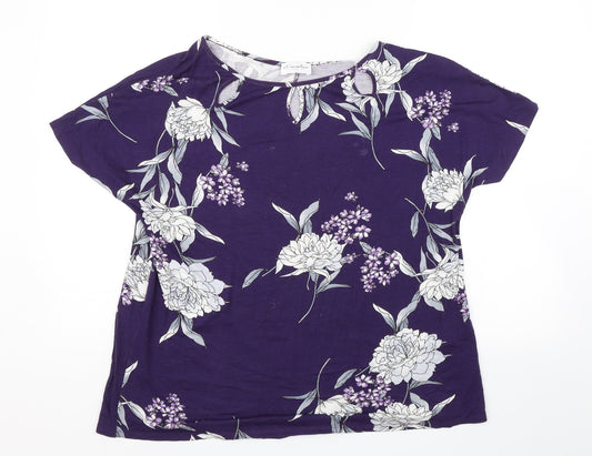 Emeliax Classics Womens Purple Floral  Basic Blouse Size L