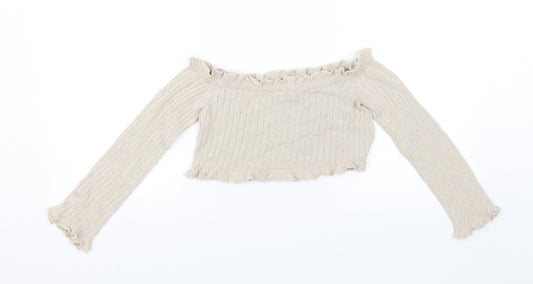 Prague Womens Beige   Cropped Blouse Size S