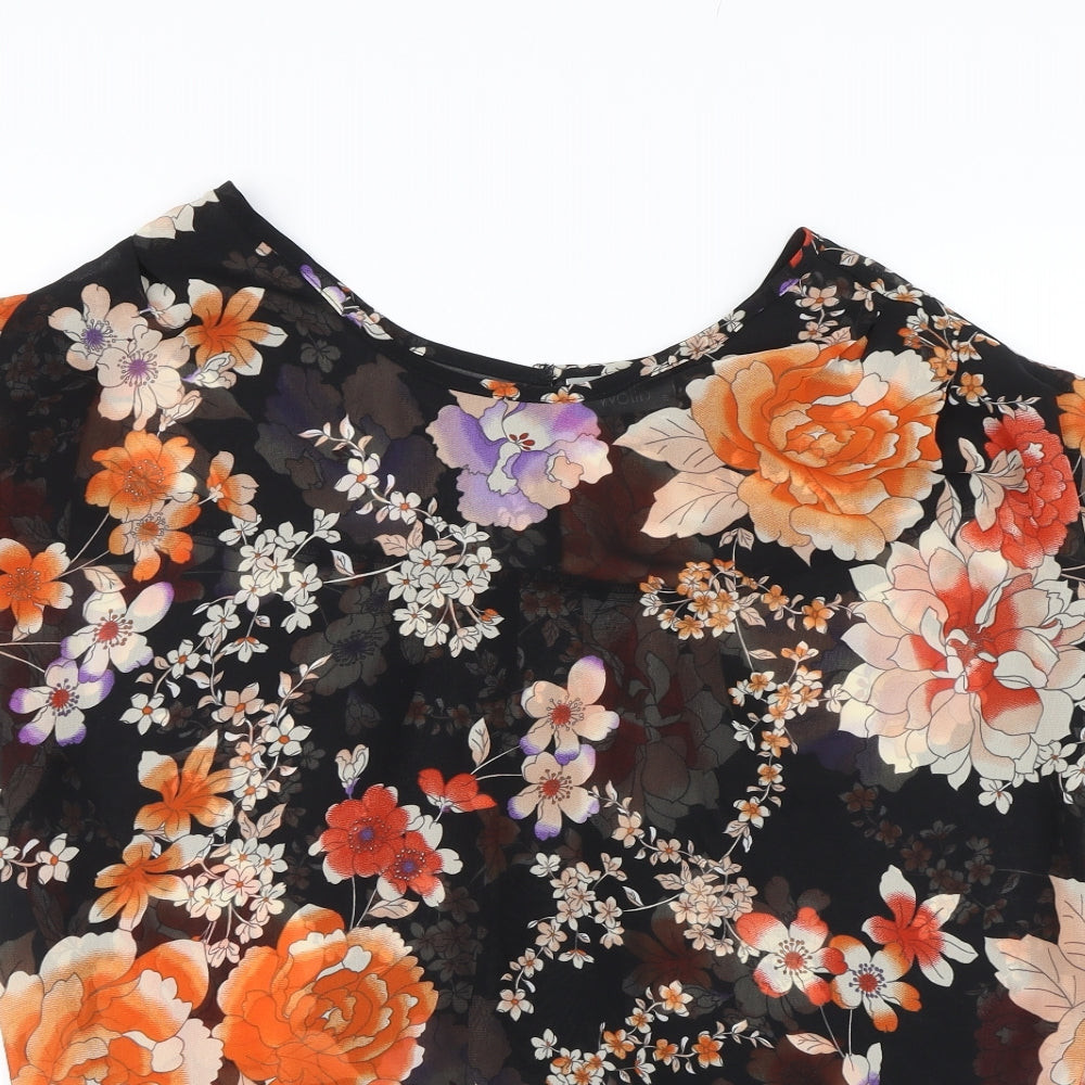 Wallis Womens Black Floral  Basic Blouse Size S