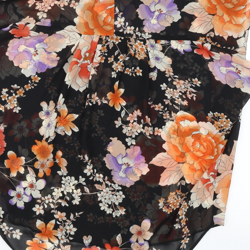 Wallis Womens Black Floral  Basic Blouse Size S