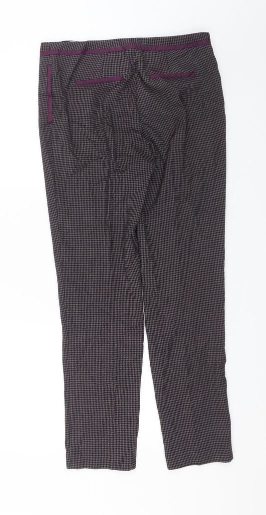 NEXT Womens Purple Check  Trousers  Size 8 L28 in