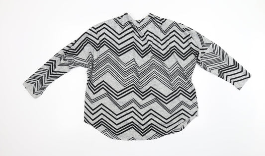 Quis Womens Grey Geometric   Blouse Size 16