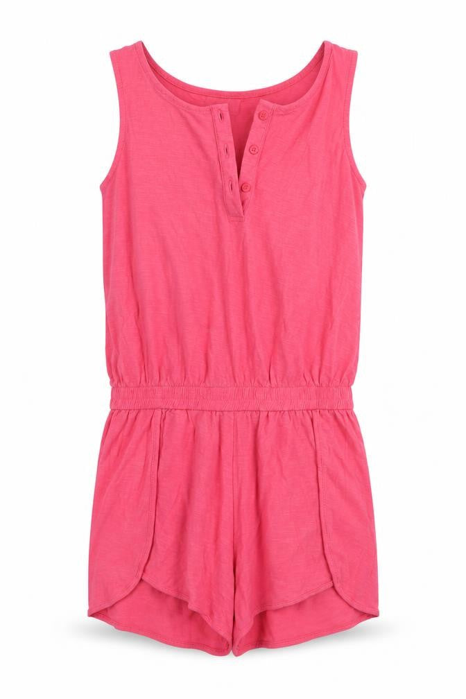 Front view of I Love Girlswear girls’ pink jumpsuit one-piece, size 12, years