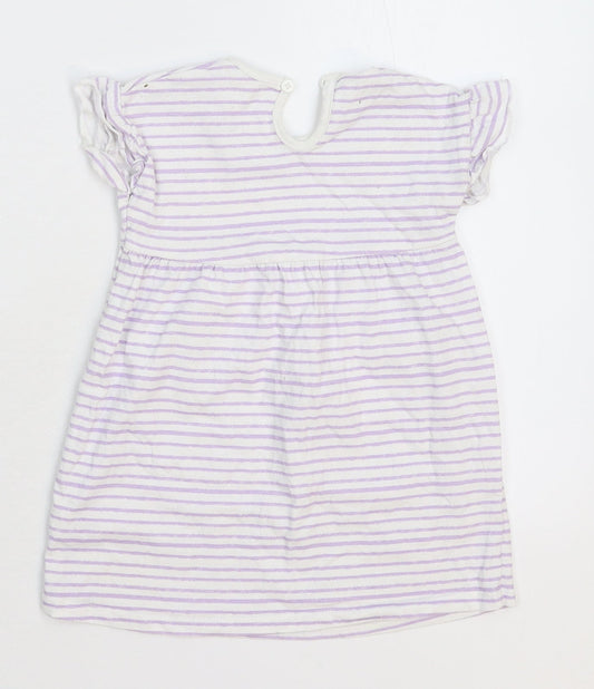 George Girls White Striped  T-Shirt Dress  Size 12-18 Months