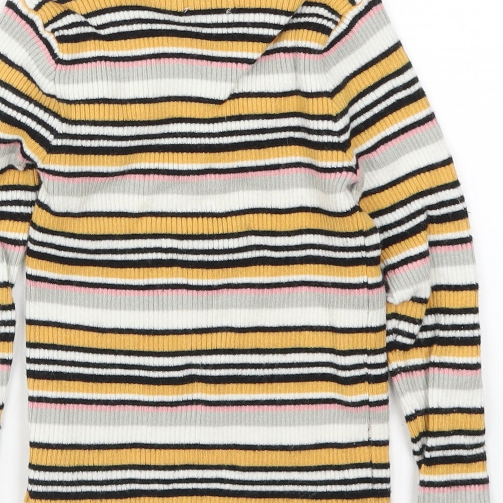 Primark Girls Yellow Striped Knit Pullover Jumper Size 5-6 Years