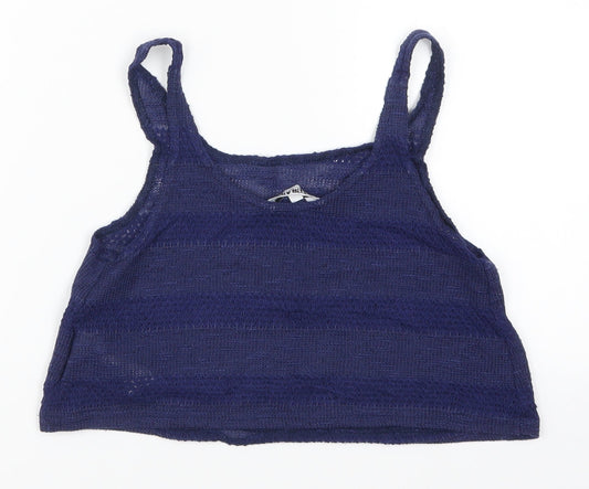 New Look Girls Blue Striped  Cropped Tank Size 9 Years