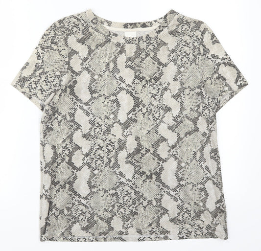H&M Womens Beige Animal Print  Basic T-Shirt Size S