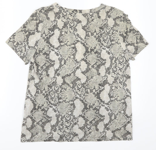 H&M Womens Beige Animal Print  Basic T-Shirt Size S