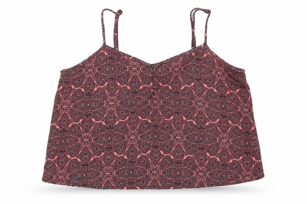 Front view of New Look girls’ pink geometric cropped tank, size 13, years