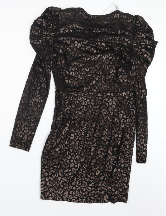 Dorothy Perkins Womens Black Animal Print  Mini  Size 8