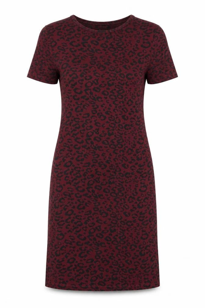 New Look Womens Red Animal Print  T-Shirt Dress  Size 8