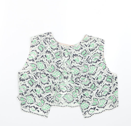 French Connection Womens Green  Lace Cropped Blouse Size 10