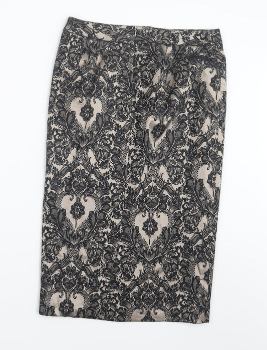 Marks and Spencer Womens Black Geometric  Straight & Pencil Skirt Size 8