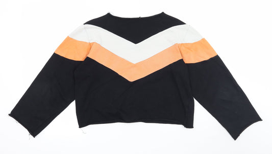 PRETTYLITTLETHING Womens Multicoloured Striped Jersey Pullover Sweatshirt Size M