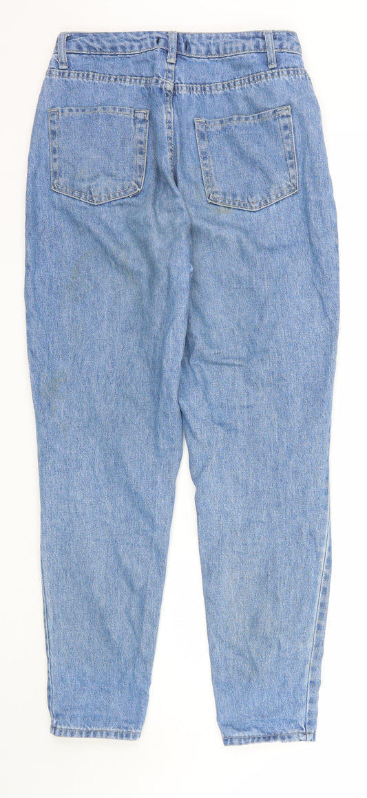 Boohoo Womens Blue  Denim Straight Jeans Size 10 L28 in