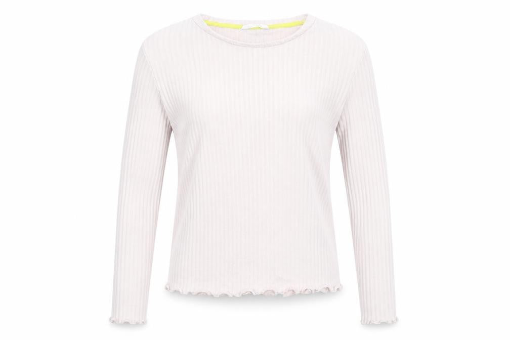 Front view of Marks & Spencer girls’ pink basic t-shirt, size 11-12, years - lettuce edging