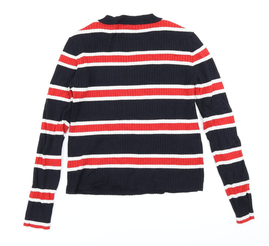 Divided Womens Blue Striped Knit Pullover Jumper Size M