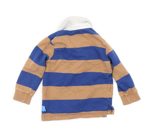 M&Co Boys Blue Striped  Basic Polo Size 9-12 Months