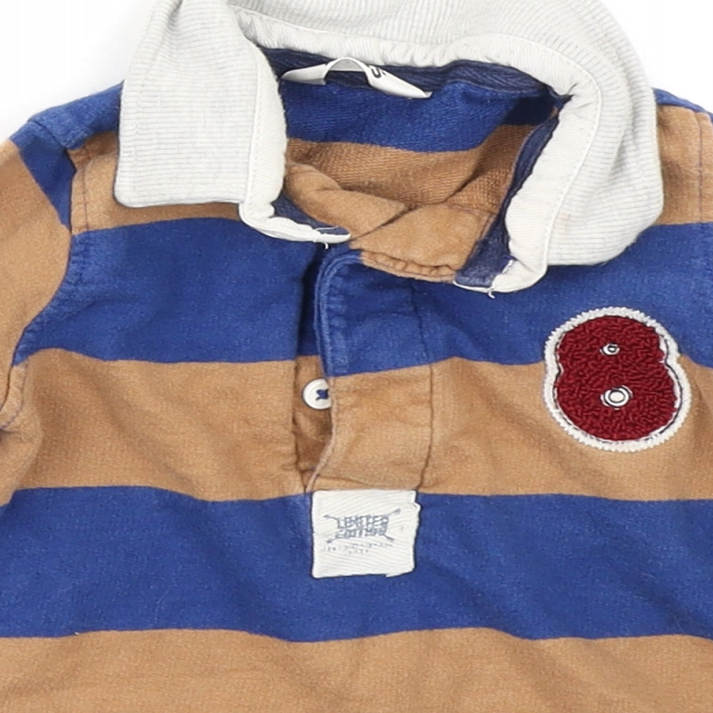 M&Co Boys Blue Striped  Basic Polo Size 9-12 Months
