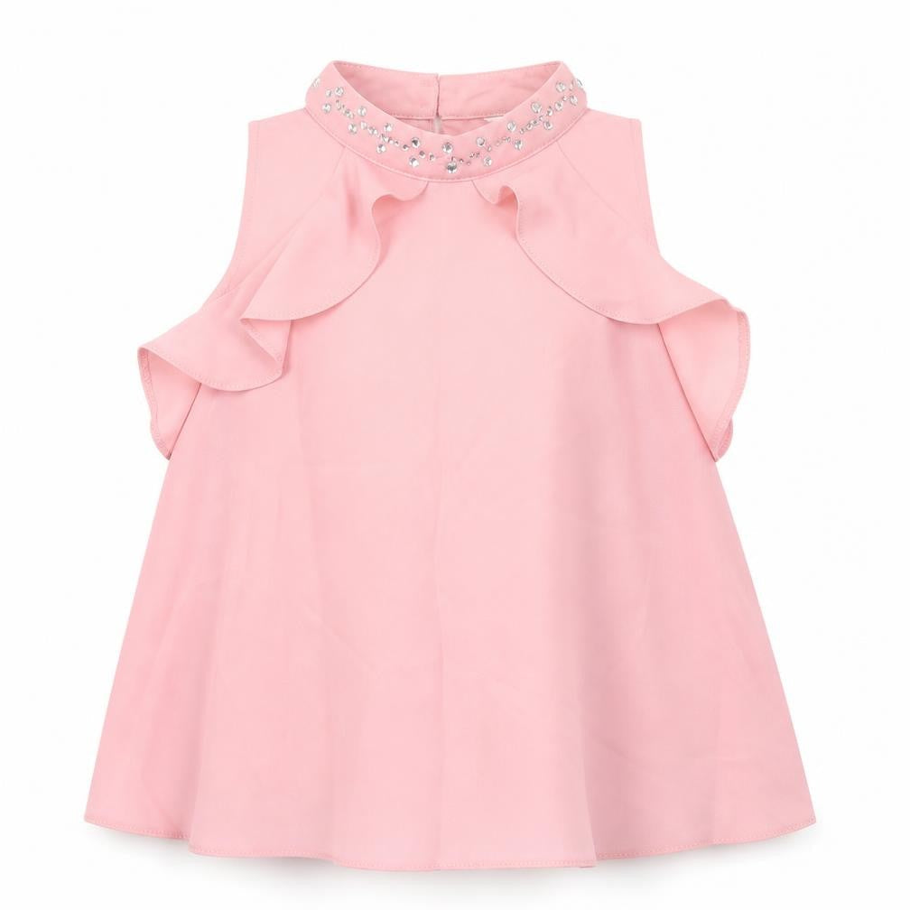 Front view of Candy girls’ pink basic t-shirt, size 10, years