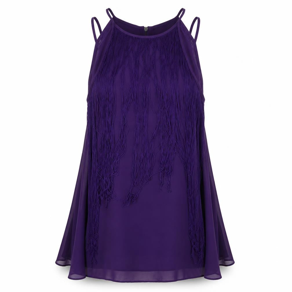 Coast Womens Purple   Basic Blouse Size 10  - tassel front