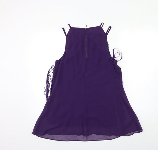 Coast Womens Purple   Basic Blouse Size 10  - tassel front