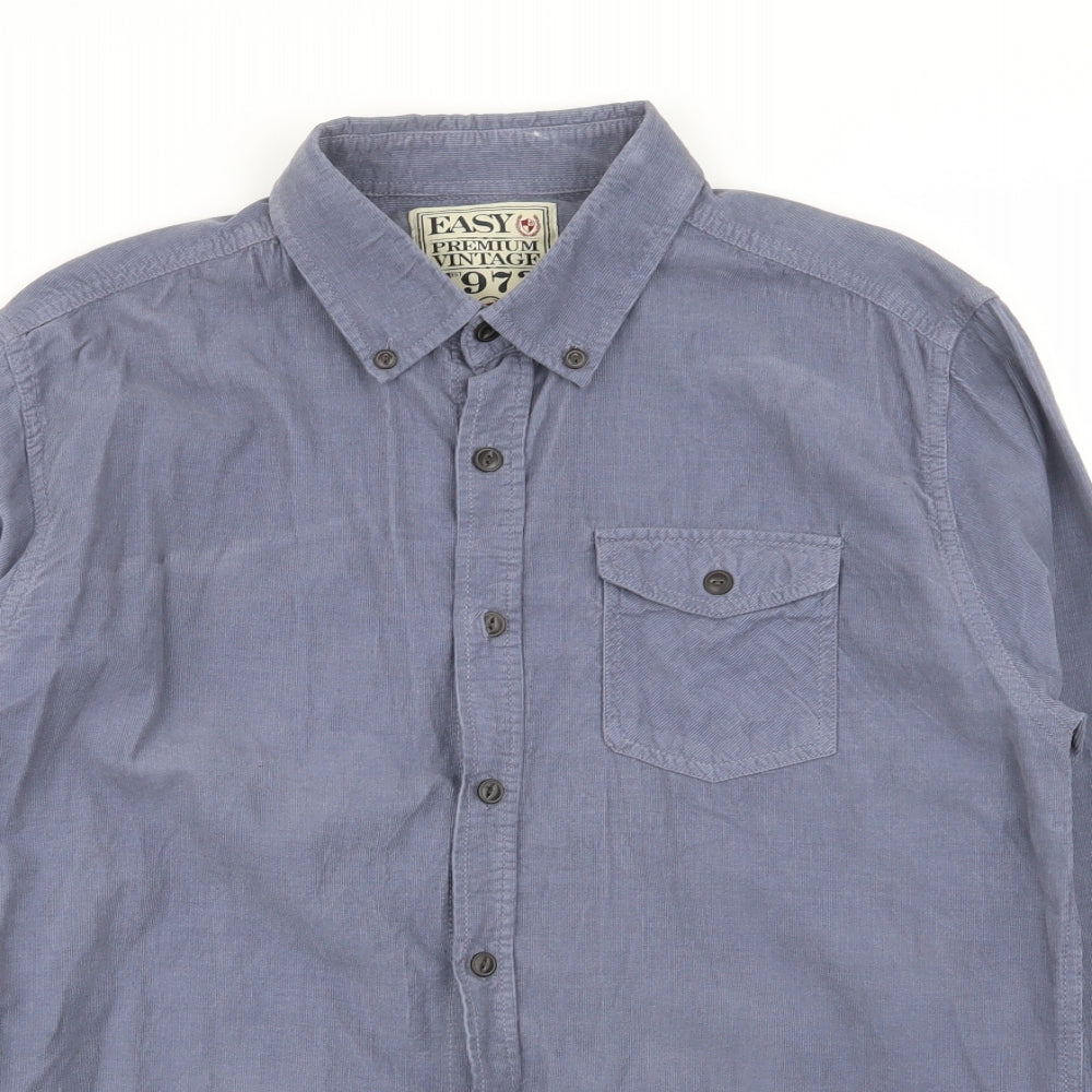 Easy Mens Blue    Button-Up Size L