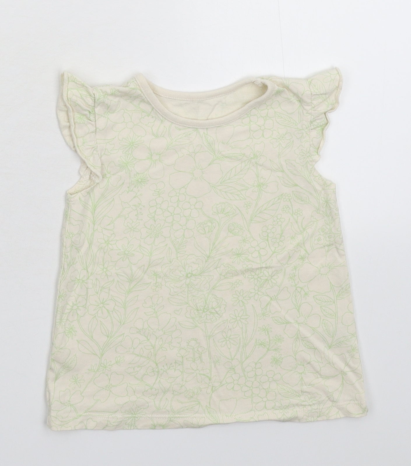 George Girls Yellow Floral  Basic T-Shirt Size 12-18 Months