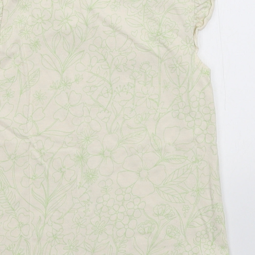 George Girls Yellow Floral  Basic T-Shirt Size 12-18 Months