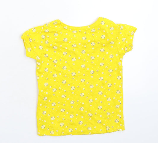 Primark Girls Yellow Floral  Basic T-Shirt Size 6-7 Years