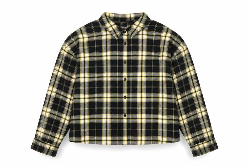 Front view of New Look girls’ multicoloured check basic t-shirt, size 14, years