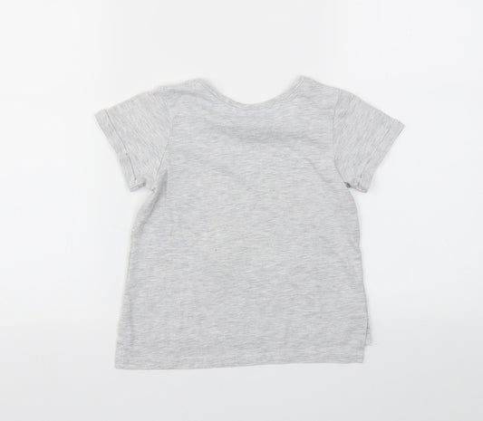 Disney Girls Grey Animal Print  Basic T-Shirt Size 3-4 Years