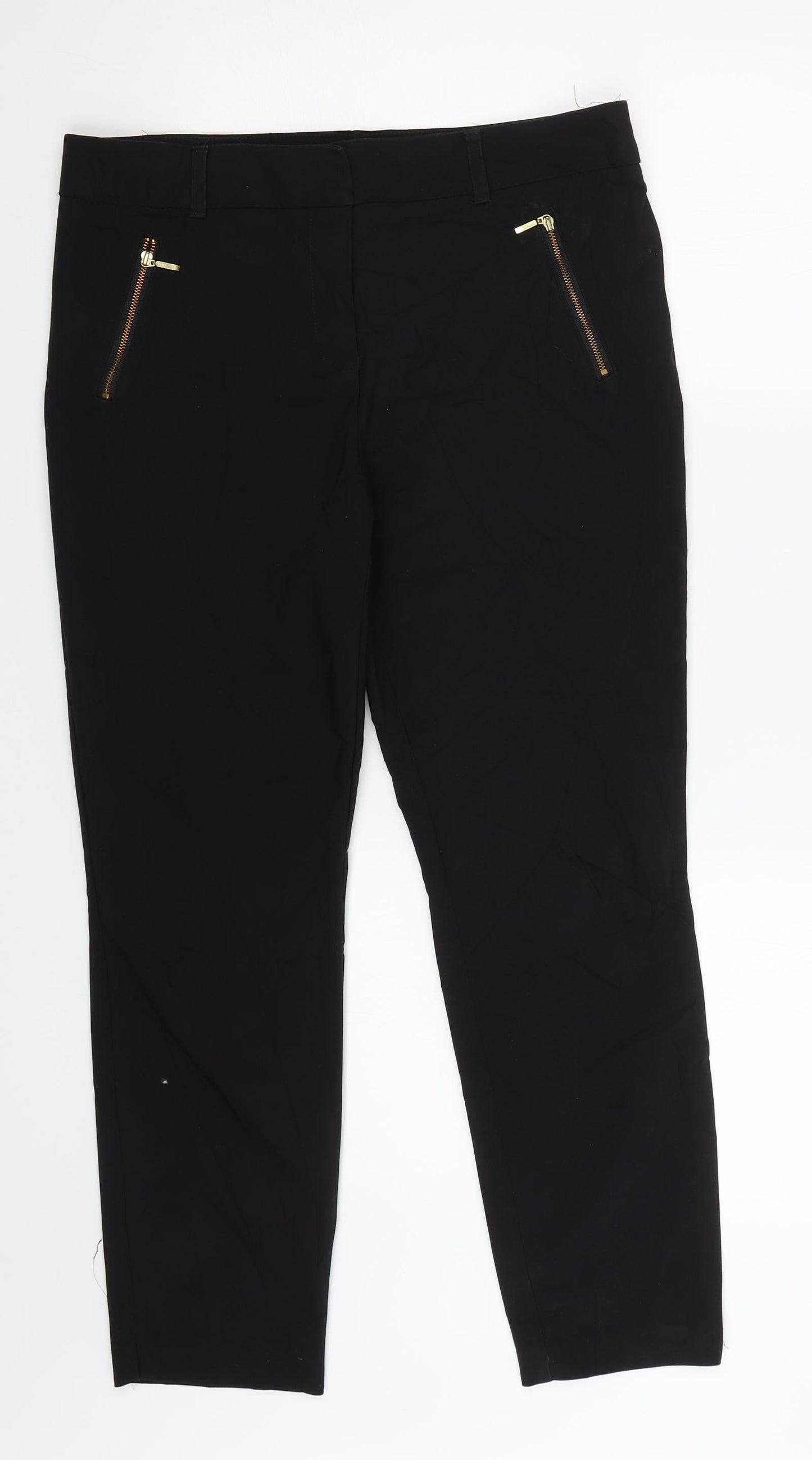 Papaya Womens Black   Trousers  Size 12 L25 in