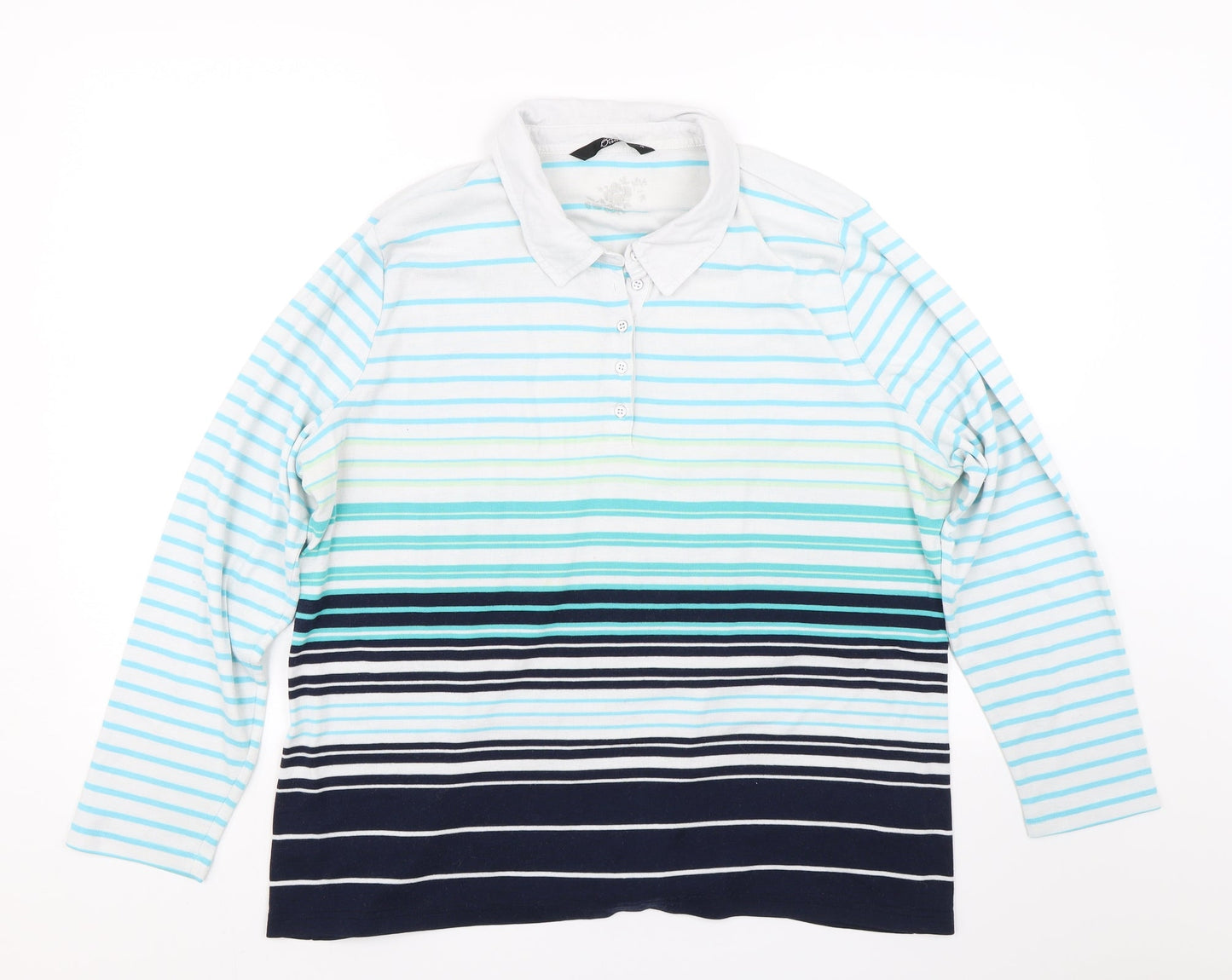 BM Casual Womens Blue Striped  Basic Polo Size XL