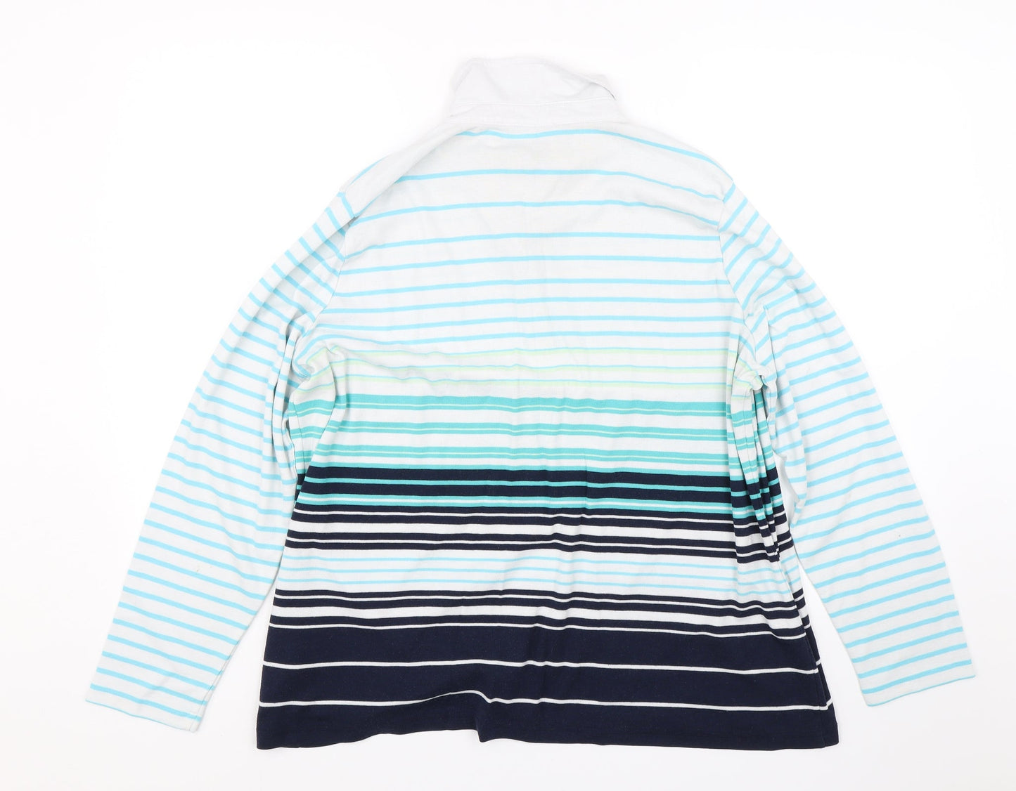 BM Casual Womens Blue Striped  Basic Polo Size XL
