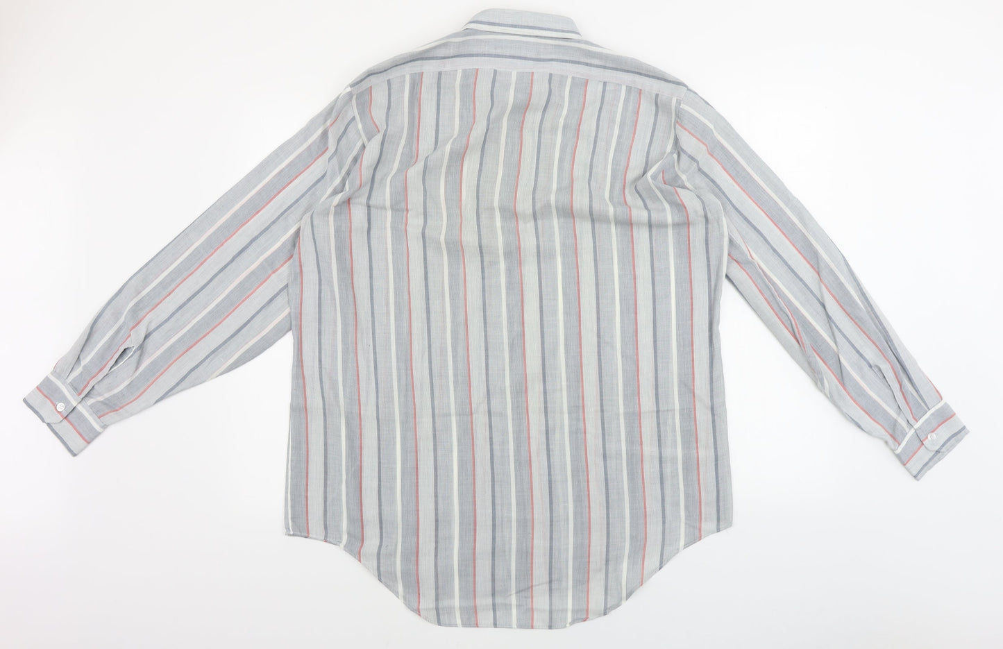 Finesse  Mens Grey Striped   Button-Up Size 16