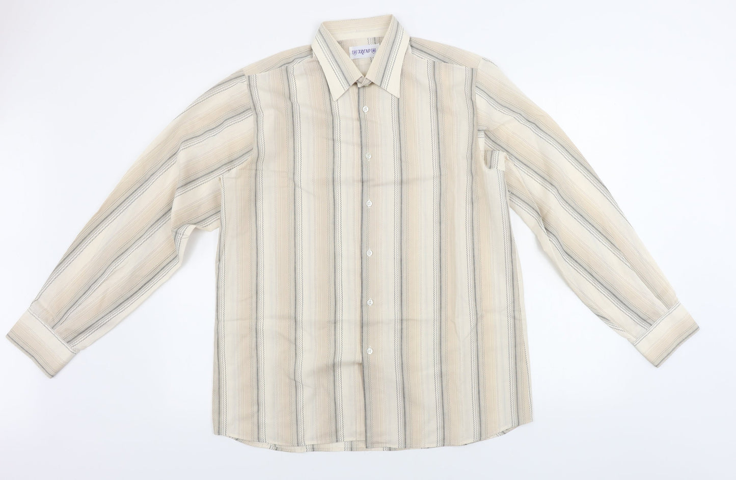 trend Mens Brown Striped   Button-Up Size M