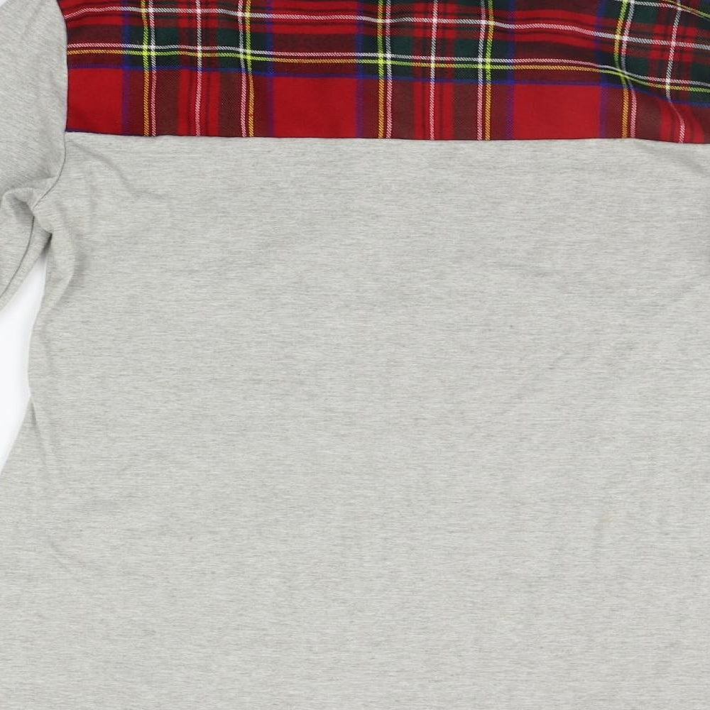 Blooming Jelly Womens Grey Check  Basic T-Shirt Size S