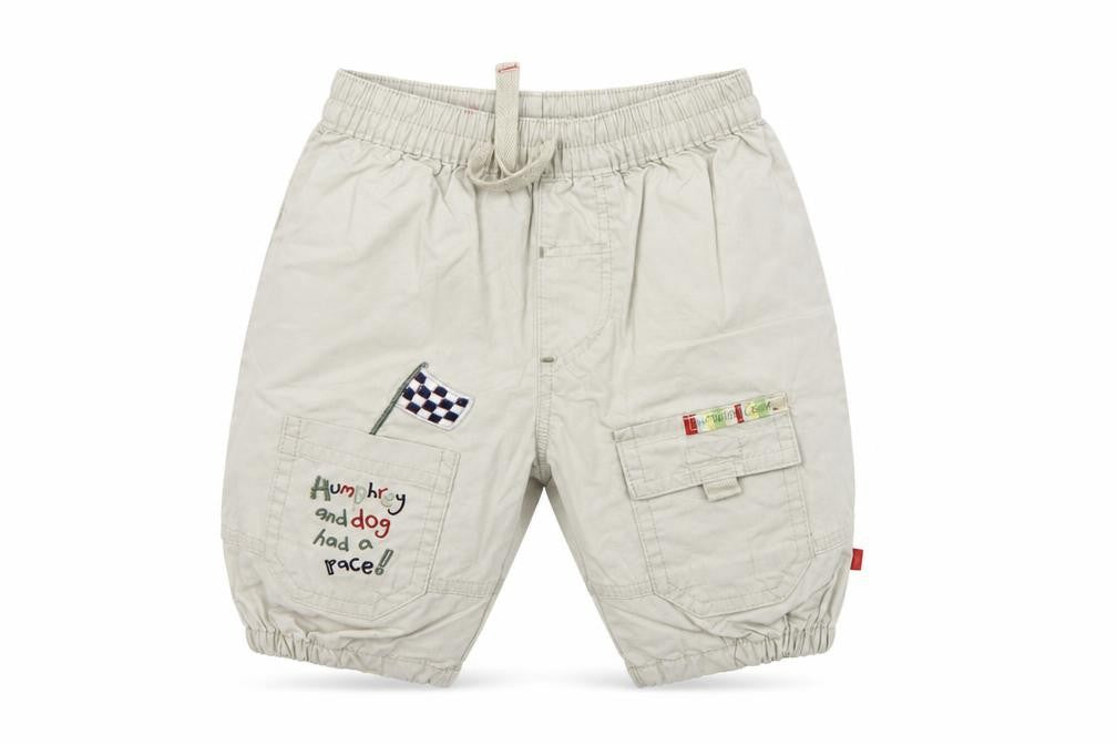 Front view of Mothercare girls’ beige cargo trousers, size 0-3, months