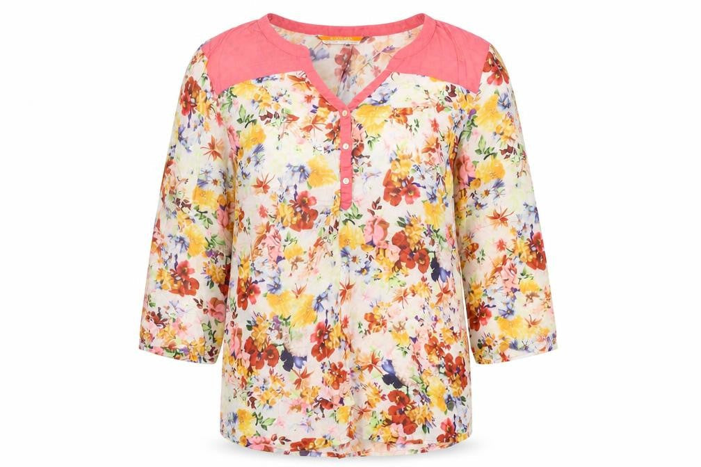 Scullers Womens Pink Floral  Basic T-Shirt Size XL