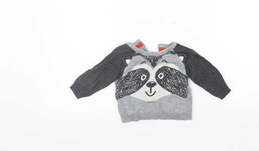 Earlydays Girls Grey   Pullover Jumper Size 3-6 Months  - animal design